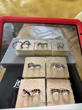 JTV Multicolor Gemstone Hoop Earrings - Blue, Turquoise, Green, Red, Purple